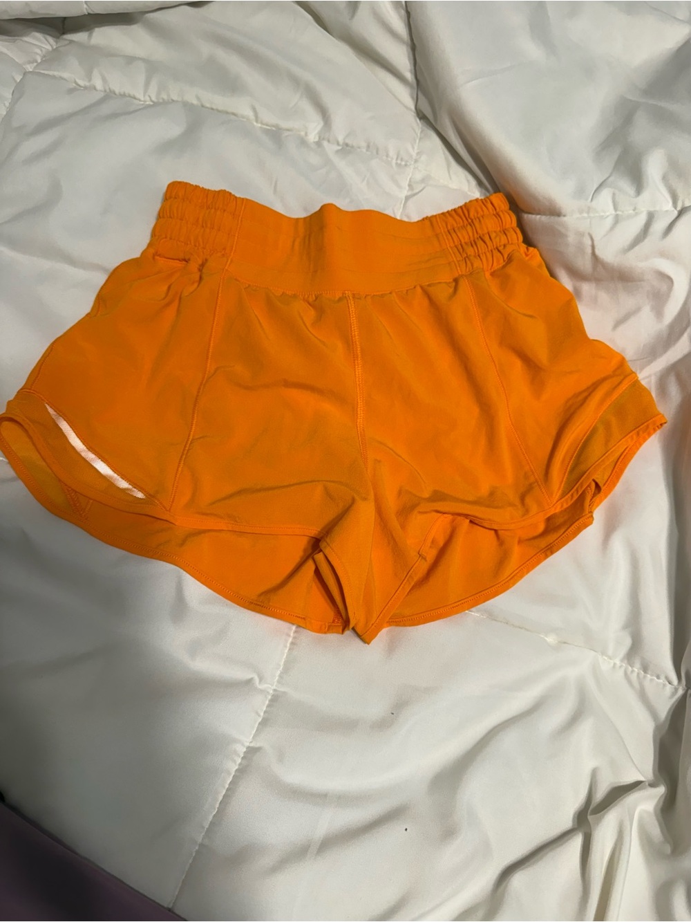 Women’s Orange Athletic Shorts - High Waist Performance
